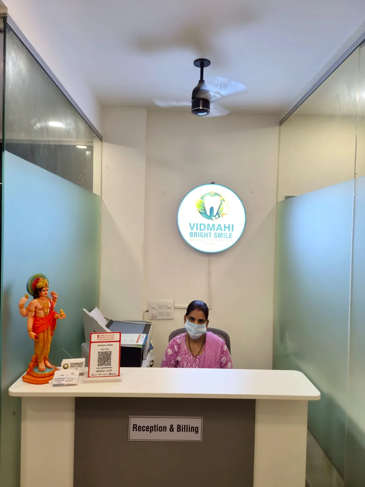 Reception area at Vidmahi Bright Smile dental clinic